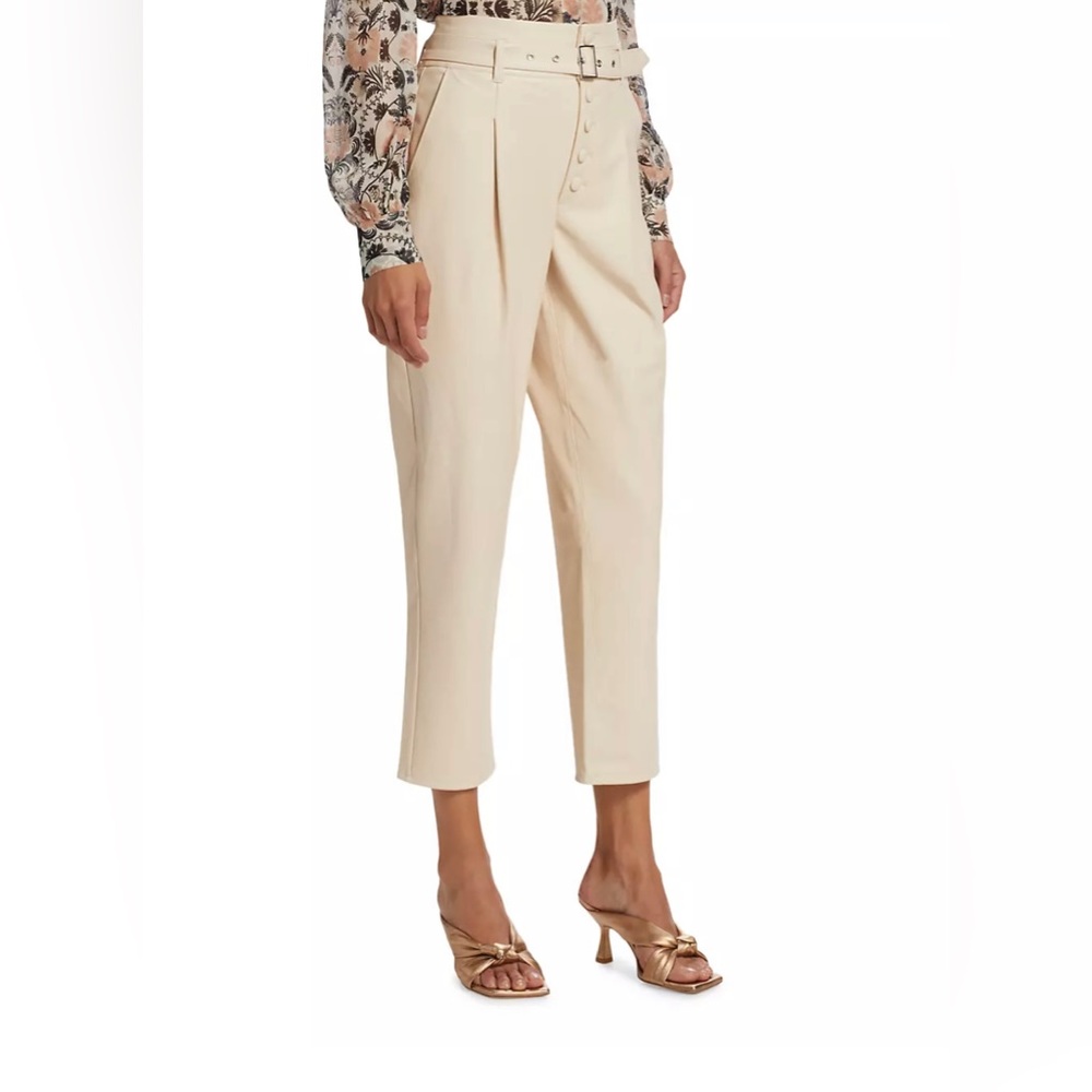 Paige - Maria Belted Vegan Leather Straight Crop Pants